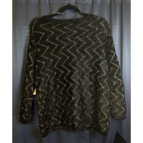 Chico's Zig-Zag Fuzzy Soft Jacquard Pullover Sweater NWT Size US LARGE - Picture 7 of 10